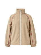 Zipper Drawstring Contrast Color Loose Half Sleeves Lapel Outerwear