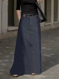 Solid Color Pockets No Belt Loose Skirts Bottoms