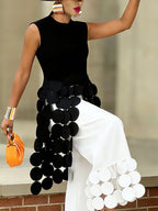 Wide Leg Solid Color Tasseled Pants Trousers