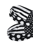 Long Sleeves Puff Sleeves Contrast Color Elasticity Polka Dot Split-Joint Striped Off-The-Shoulder Jumpsuits