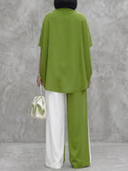 Half Sleeves High-Low Contrast Color Floral Printed High Neck Blouses&Shirts Tops