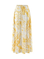 A-Line High Waisted Contrast Color Flower Print Pockets Skirts
