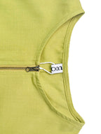 A-Line Sleeveless Pleated Pockets Solid Color Zipper Round-Neck Mini Dresses