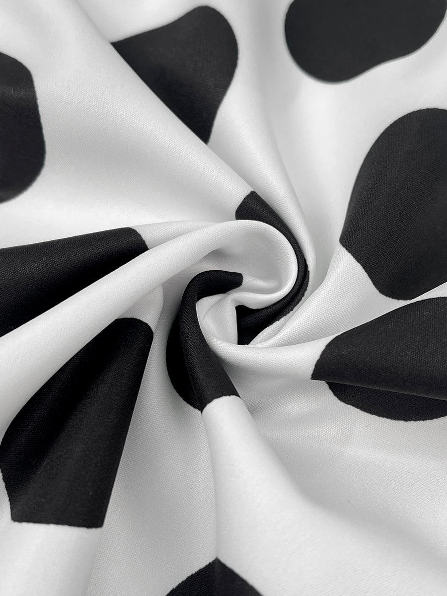 Long Sleeves Loose Buttoned Polka Dot Printed V-Neck Blouses&Shirts Tops