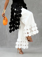 Wide Leg Solid Color Tasseled Pants Trousers