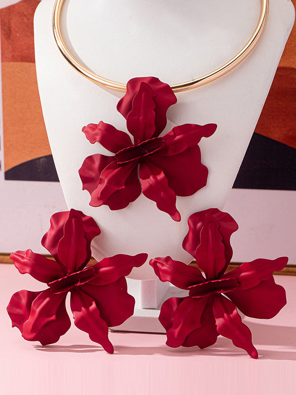 Flower Shape Drop Earrings + Necklaces Accessories