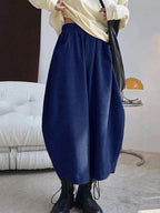 Harem Pants Wide Leg Elasticity Solid Color Split-Joint Pants Trousers