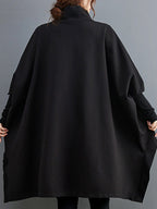 Urban Solid Color High-Neck High-Low Sweatshirt Top