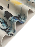 Pockets Graffiti Printed Contrast Color Buttoned Wide Leg High Waisted Trousers Pants