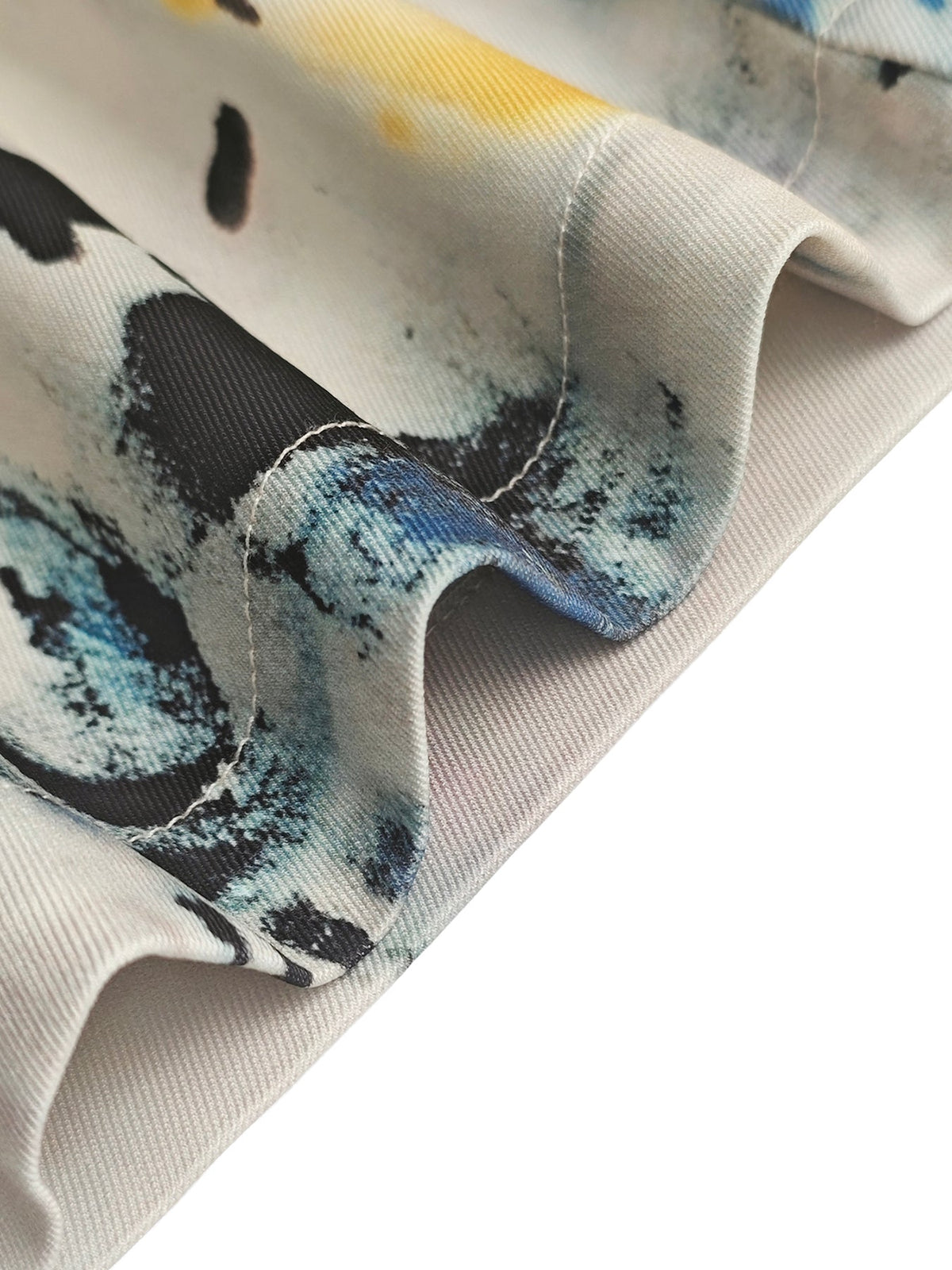 Pockets Graffiti Printed Contrast Color Buttoned Wide Leg High Waisted Trousers Pants