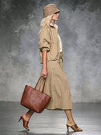 Zipper Drawstring Contrast Color Loose Half Sleeves Lapel Outerwear