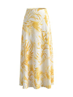 A-Line High Waisted Contrast Color Flower Print Pockets Skirts