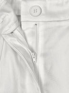 High Waisted Wide Leg Contrast Color No Belt Pockets Pants Trousers