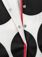 Polka-Dot Contrast Color Three-quarter Sleeves Loose Stand Collar Blouses&shirts Tops