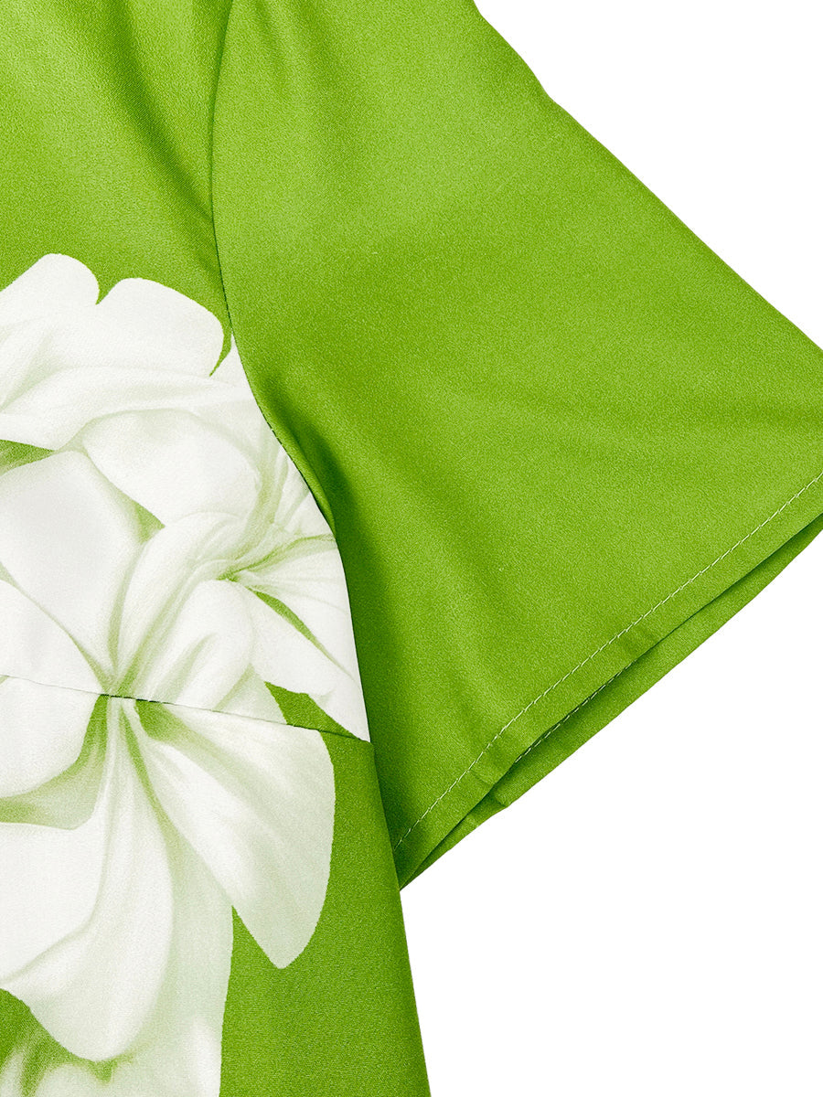 Short Sleeves Contrast Color Flower Print One-Shoulder Blouses&Shirts Tops