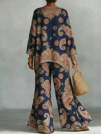High Waisted Loose Contrast Color Printed Pants Trousers