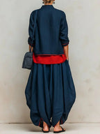 Solid Color Pockets Wide Leg Loose Trousers Pants