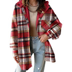 MARIE™ - Flannel Hooded Plaid Shacket Thick Winter Fleece Coat