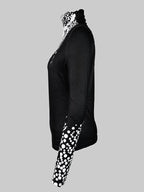 Long Sleeves Skinny Printed High-Neck T-Shirts Tops