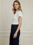 Short Sleeves Buttoned Solid Color Lapel Blouses&Shirts Tops