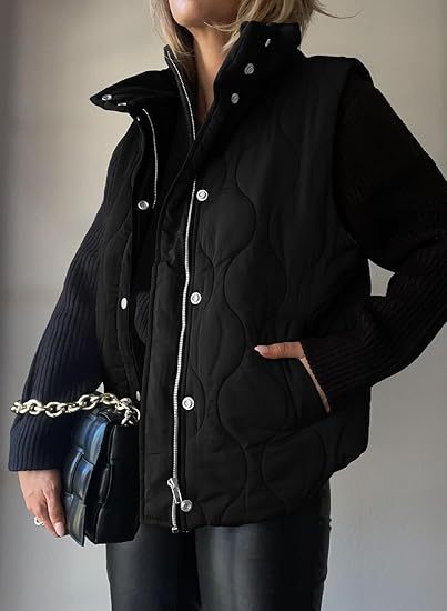 PAMMY™ - Classic Puffer Button Zip Up Collared Vest