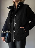 PAMMY™ - Classic Puffer Button Zip Up Collared Vest