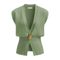 DAISY™ – Elegant V-Neck Button-Front Vest Top