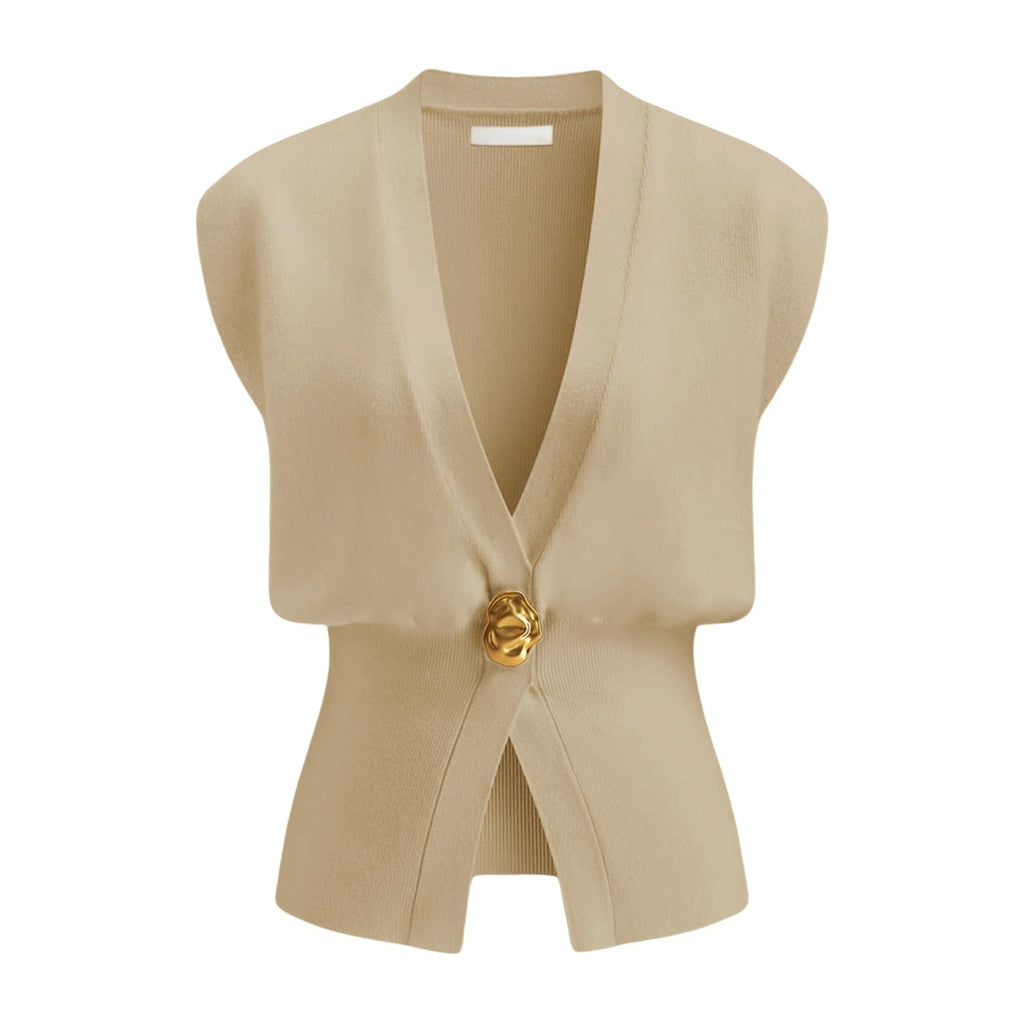 DAISY™ – Elegant V-Neck Button-Front Vest Top