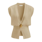 DAISY™ – Elegant V-Neck Button-Front Vest Top