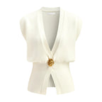 DAISY™ – Elegant V-Neck Button-Front Vest Top