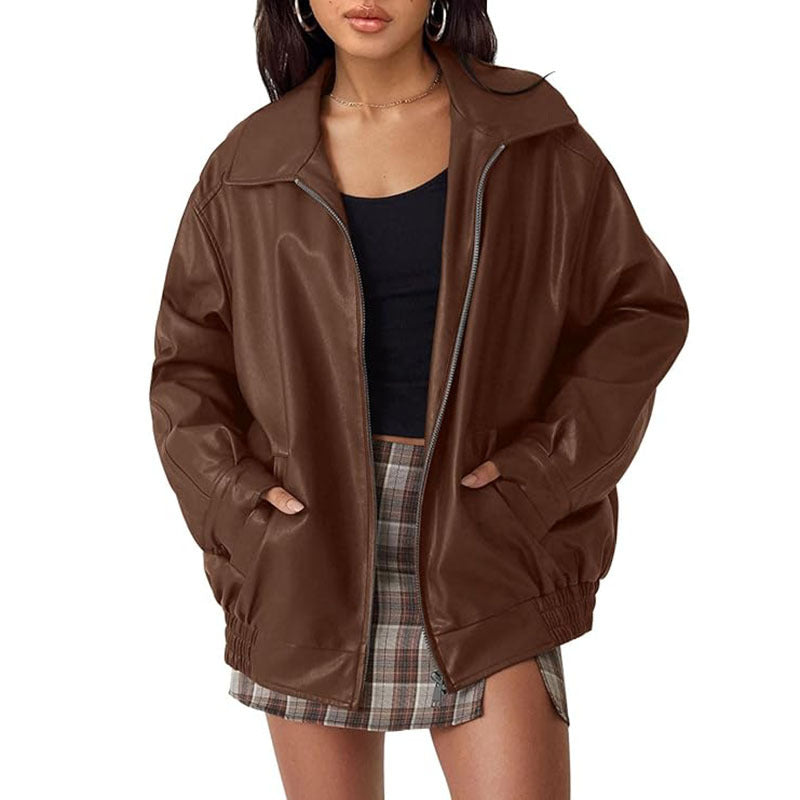 KENDRA™ - Women's Oversized Faux Suede Leather Motorcycle Jacket