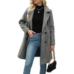 LUCIA™ - Women’s Camel Wool Blend Double-Breasted Mid-Long Coat