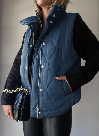 PAMMY™ - Classic Puffer Button Zip Up Collared Vest