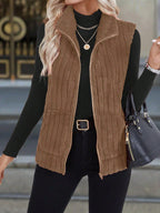 GRACE™ - Warm Ribbed Fleece Vest with Zipper Pocket for Fall & Winter
