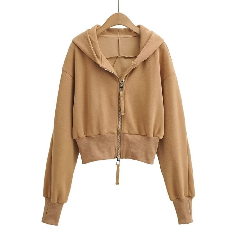 RESLEY™ - Chic Cropped Hooded Zipper Workout Jacket
