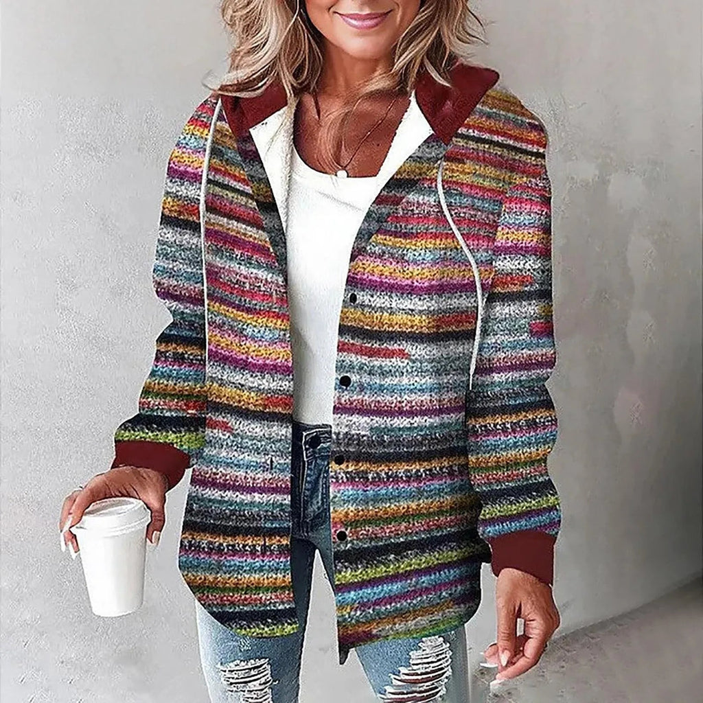 PAIGE™ - Chic Plaid Long-Sleeve Button Down Hooded Jacket