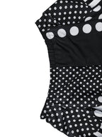 Long Sleeves Puff Sleeves Contrast Color Elasticity Polka Dot Split-Joint Striped Off-The-Shoulder Jumpsuits