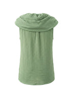 Solid Color Pleated Sleeveless Loose Halter-Neck Tank Top