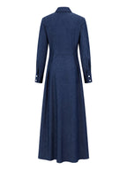 Split-Joint Solid Color Pockets Buttoned Long Sleeves High Waisted Lapel Maxi Dresses