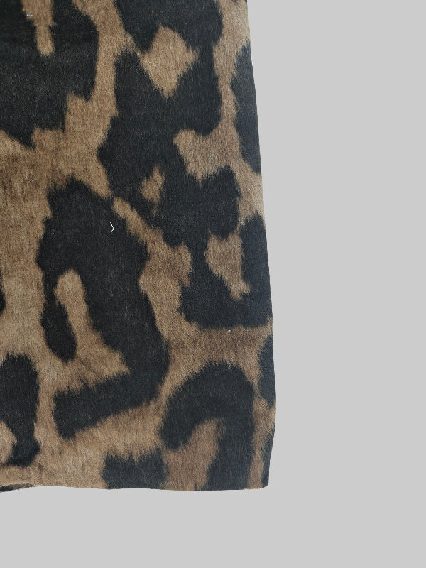 Long Sleeves Loose Buttoned Leopard Pockets Split-Joint V-Neck Outerwear Trench Coats