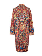 Long Sleeves Loose Contrast Color Printed Mock Neck Midi Dresses