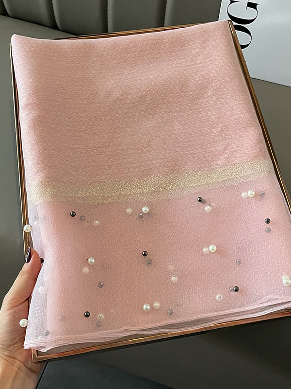 Sun-Protection Beaded See-Through Shawl&Scarf