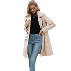 LUCIA™ - Women’s Camel Wool Blend Double-Breasted Mid-Long Coat
