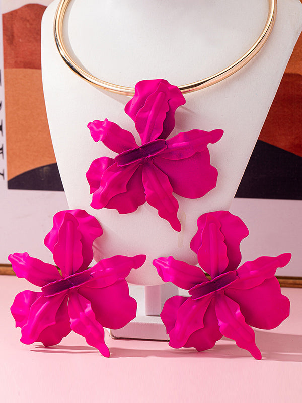 Flower Shape Drop Earrings + Necklaces Accessories