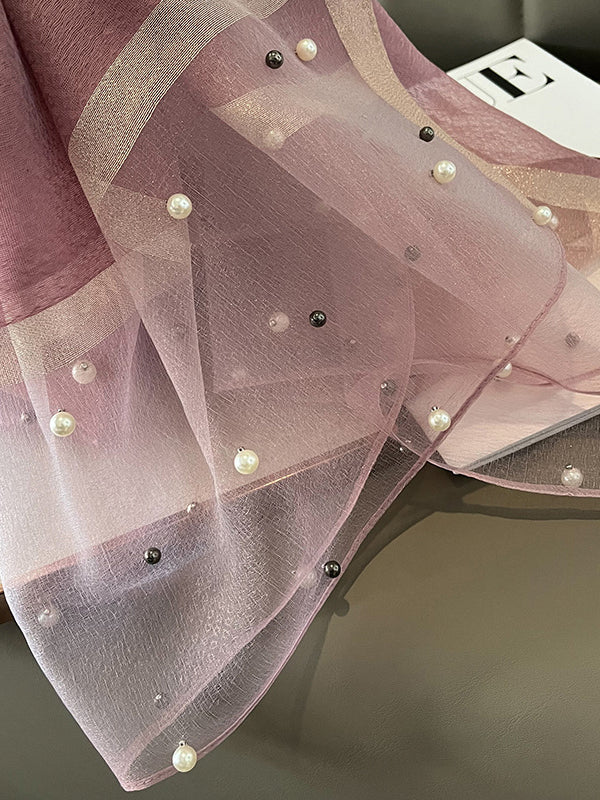 Sun-Protection Beaded See-Through Shawl&Scarf
