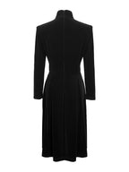 Long Sleeves Skinny Solid Color High Neck Midi Dresses