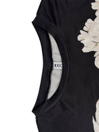 Flower Print Contrast Color Short Sleeves Round-Neck T-Shirts Tops
