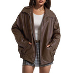 KENDRA™ - Women's Oversized Faux Suede Leather Motorcycle Jacket