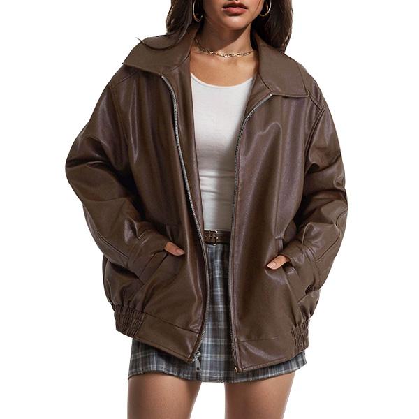 KENDRA™ - Women's Oversized Faux Suede Leather Motorcycle Jacket