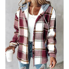 PAIGE™ - Chic Plaid Long-Sleeve Button Down Hooded Jacket